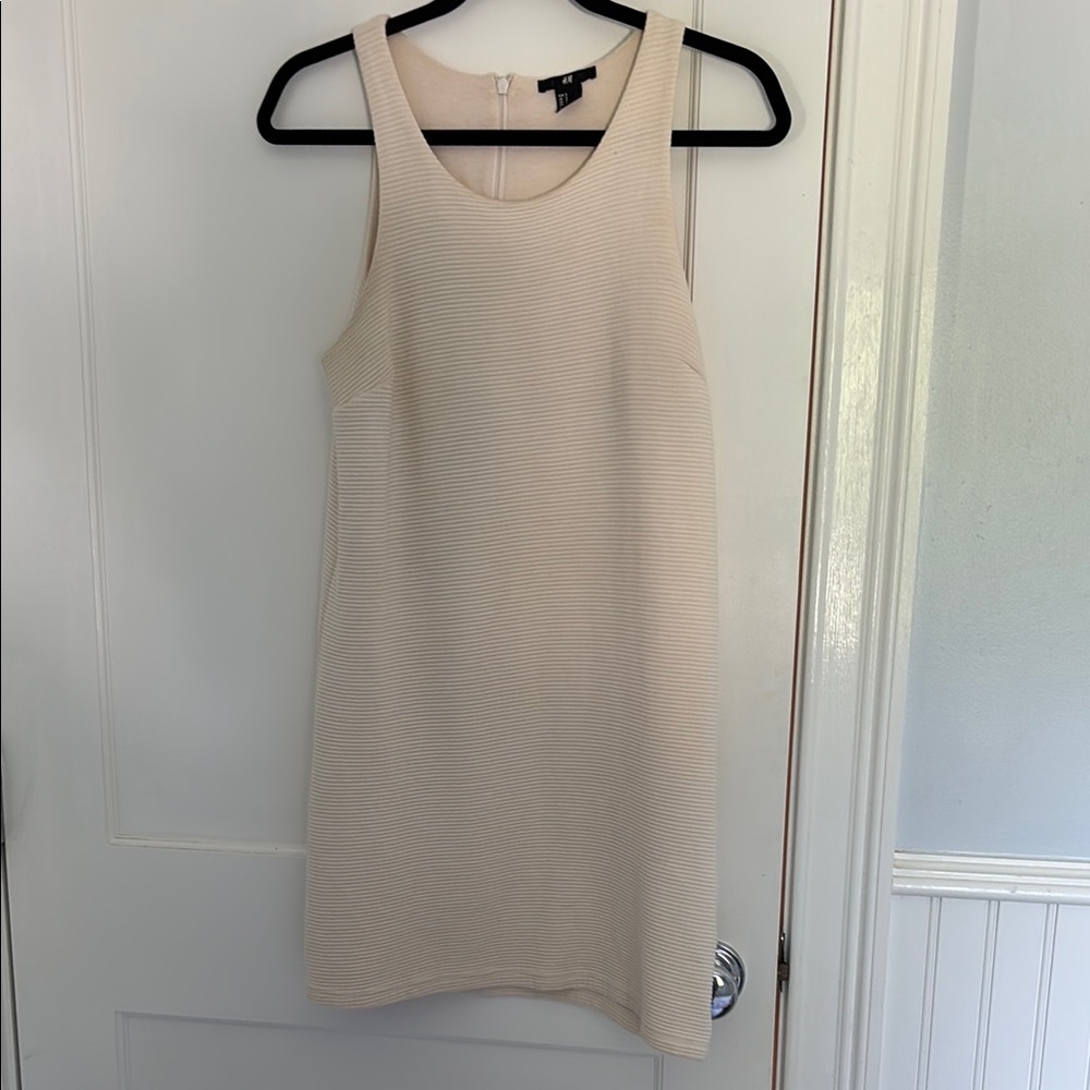 H&M Cream Ribbed Mini Dress